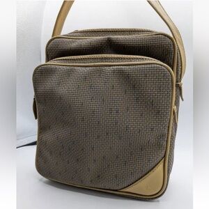 Yves Saint Laurent Woven Brown and Tan Shoulder Bag